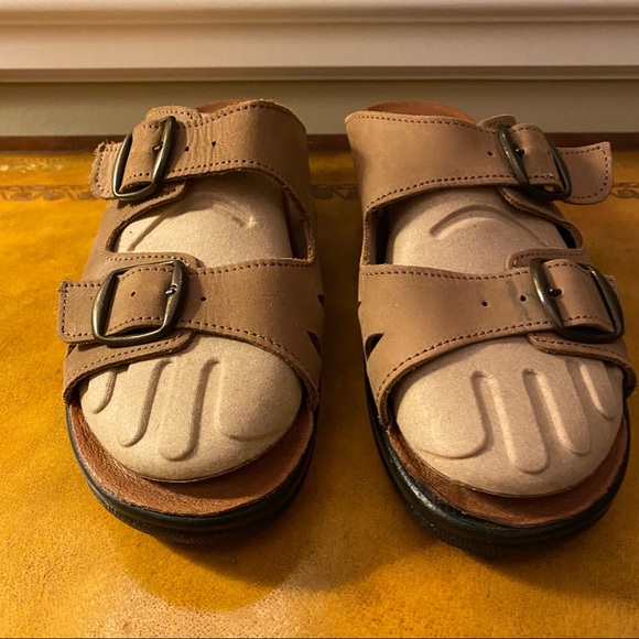 Spring Step FLEXUS Italian Made Leather Decca Slide Beige Sandal - Picture 8 of 13